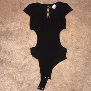 Black short sleeve body suit